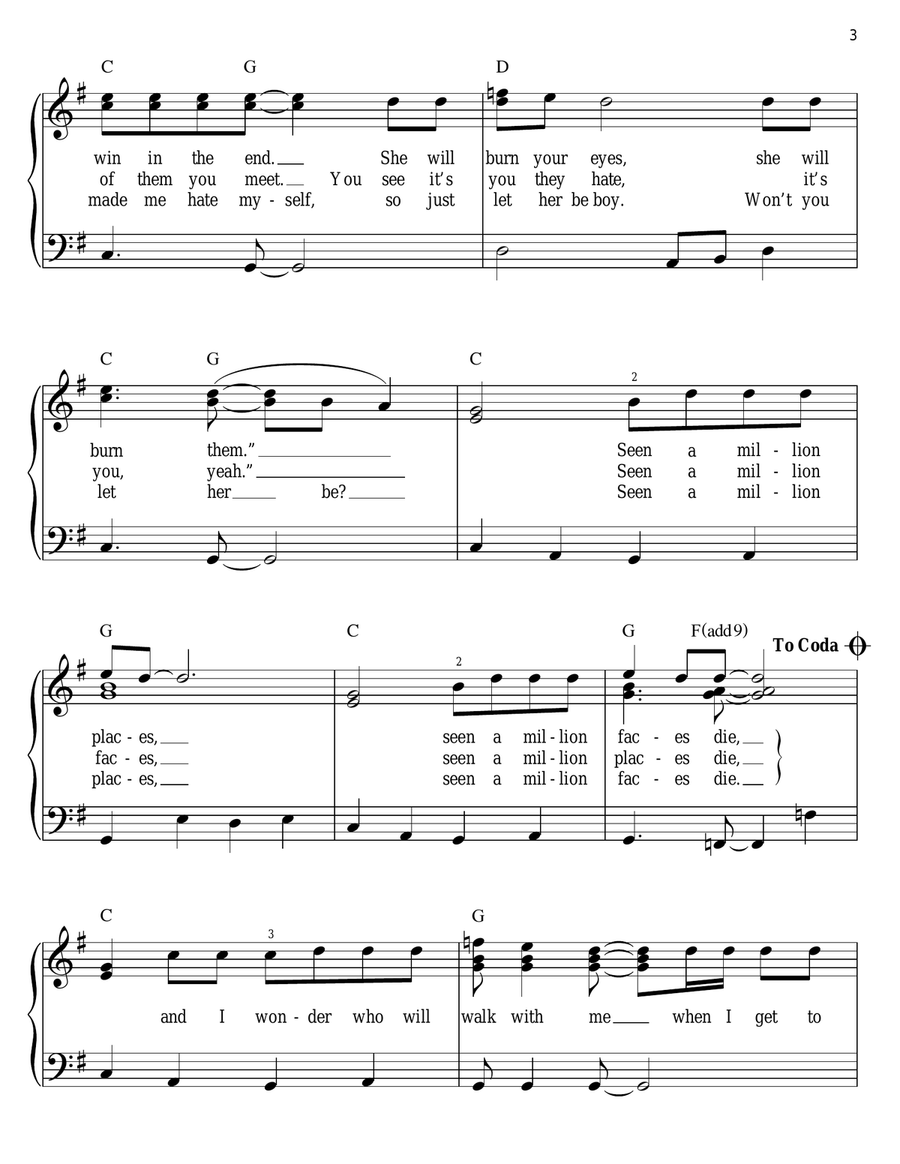 Old Man & Me (When I Get To Heaven) Easy Piano scores gallery preview page 3