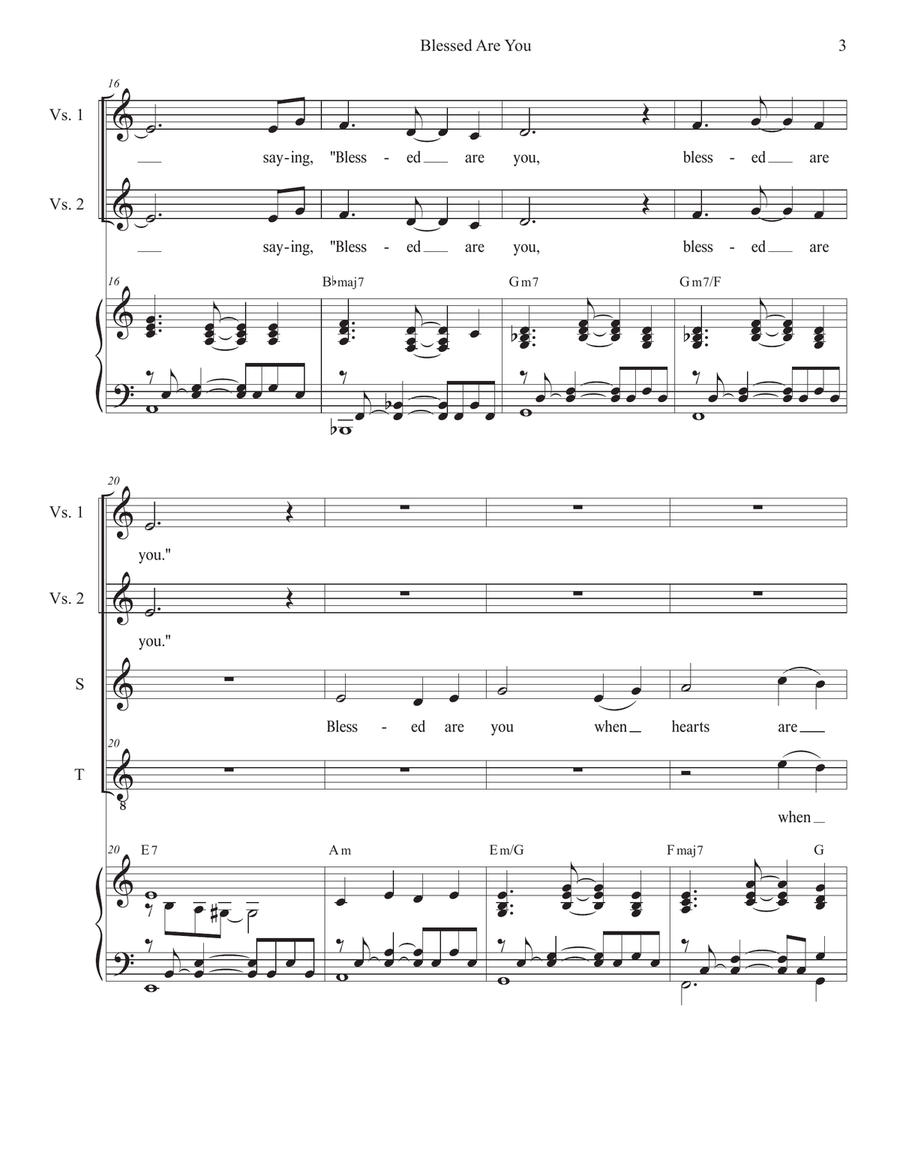 Blessed Are You (Duet for Soprano and Tenor solo) Blessed Are You (Duet for Soprano and Tenor solo) Tenor Voice scores gallery preview page 3
