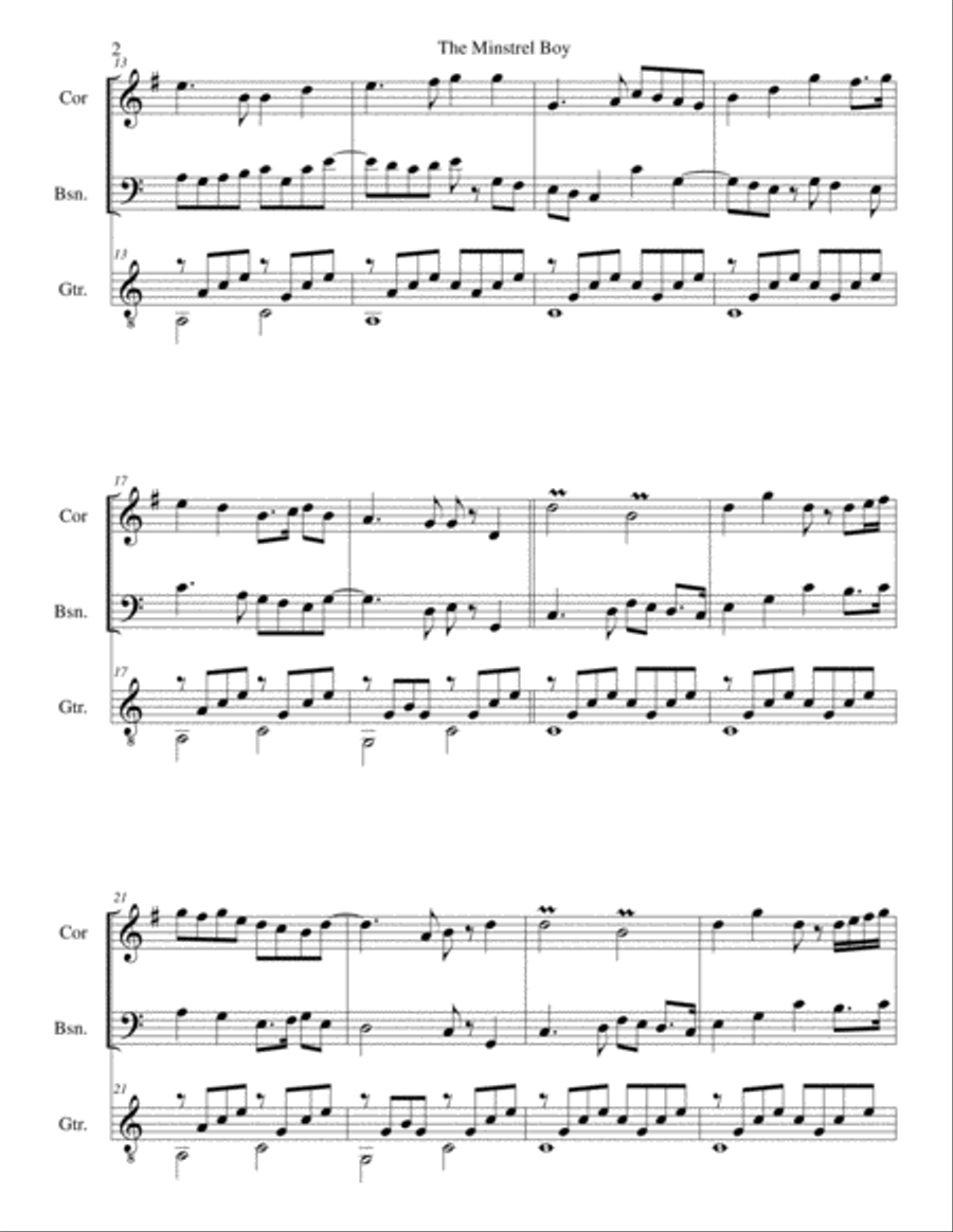 The Minstrel Boy (The Moreen) for cor anglais, bassoon and guitar English Horn scores gallery preview page 2