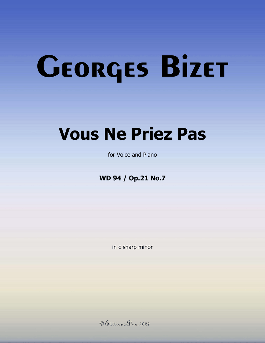 Vous Ne Priez Pas, by Bizet, in c sharp minor Voice scores gallery preview page 1