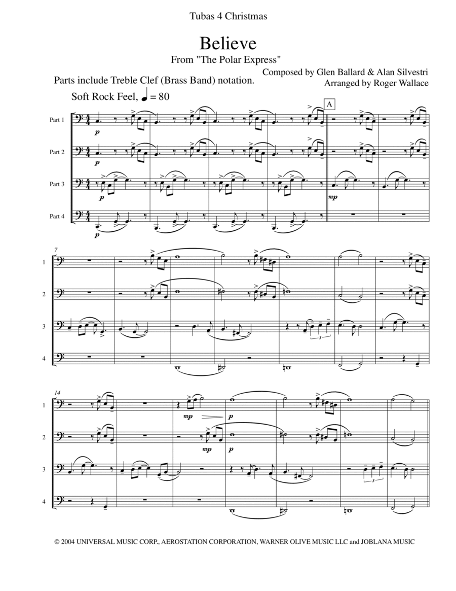 Believe Brass Quartet scores gallery preview page 1
