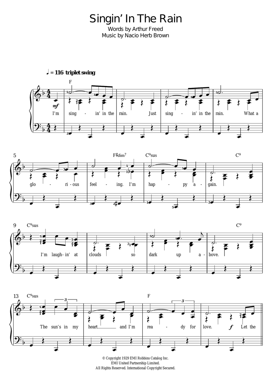 Singin' In The Rain Singin' In The Rain Voice scores gallery preview page 1