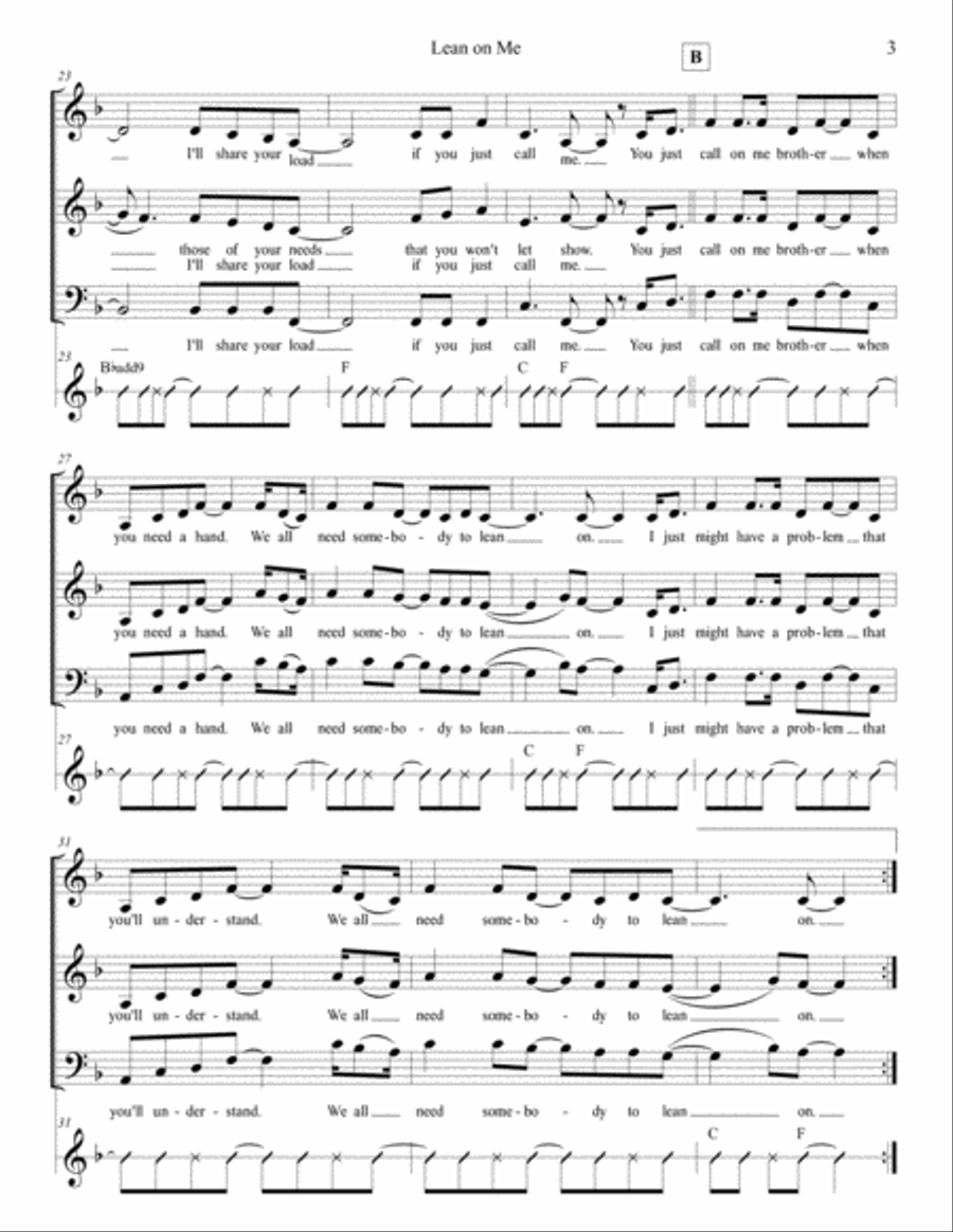 Lean On Me Bass Guitar scores gallery preview page 3