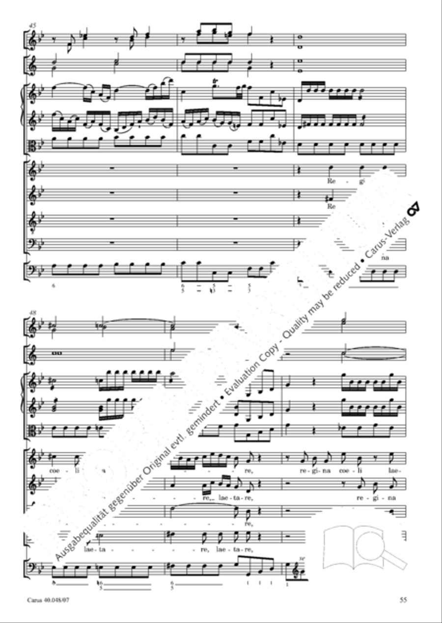 Regina coeli in B-Flat Major, K. 127 4-Part scores gallery preview page 56