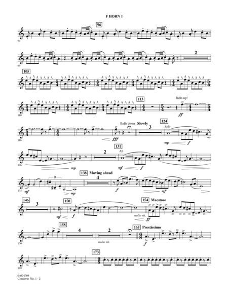 Concerto No. 1 (for Wind Orchestra) - F Horn 1