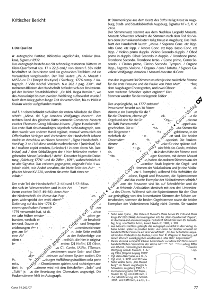 Missa longa in C major (Missa longa in C) 4-Part scores gallery preview page 78