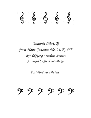Mozart Andante from Piano Concerto No 21 for Woodwind Quintet