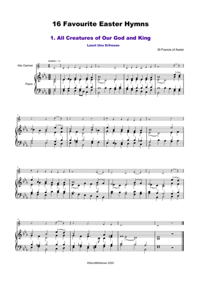 16 Favourite Easter Hymns for Solo Alto Clarinet in Eb and Piano
