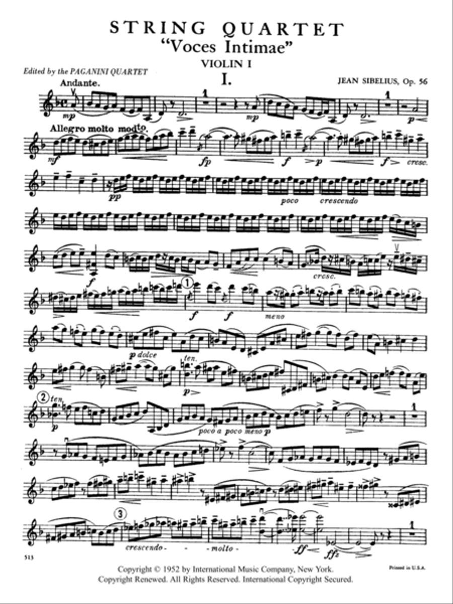 Quartet In D Minor, Opus 56 Voces Intimae String Quartet scores gallery preview page 2