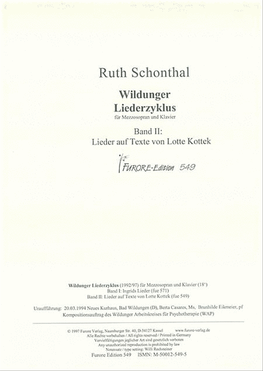 Wildunger Liederzyklus Band II Voice Solo scores gallery preview page 1