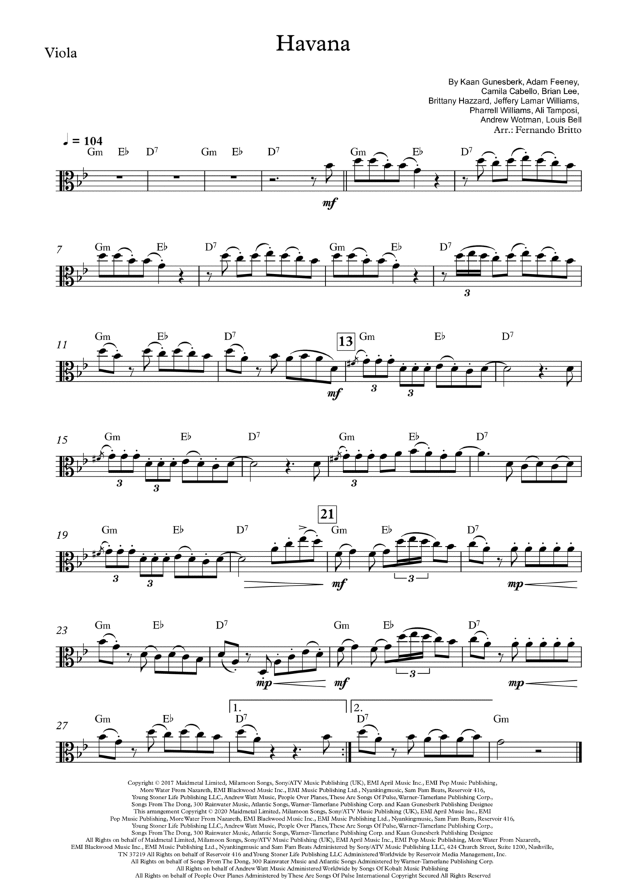 Havana Viola Solo scores gallery preview page 1