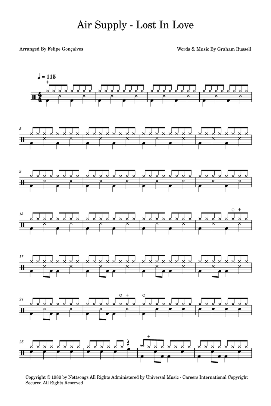 Lost In Love Drum Set scores gallery preview page 1