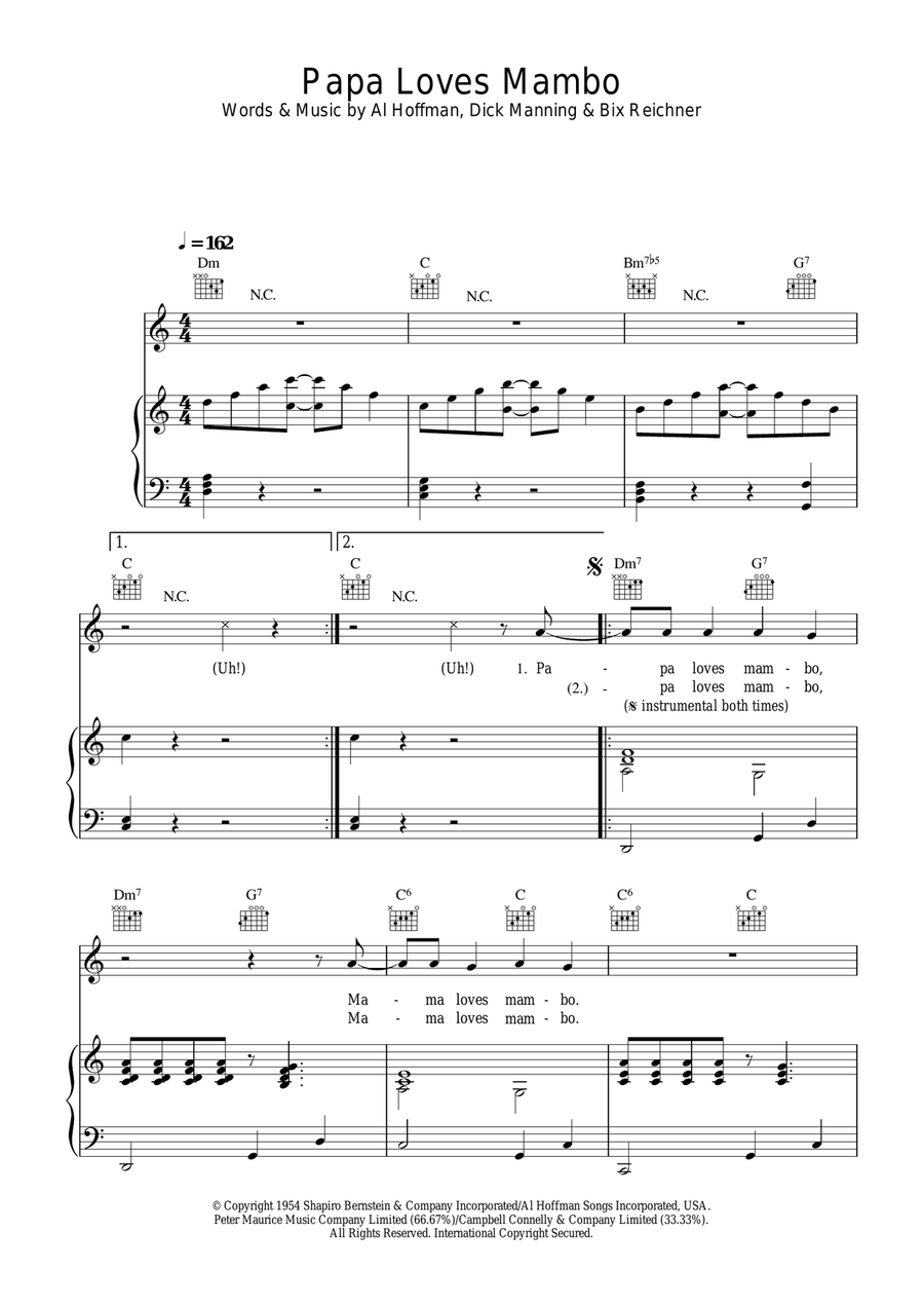 Papa Loves Mambo Guitar scores gallery preview page 1