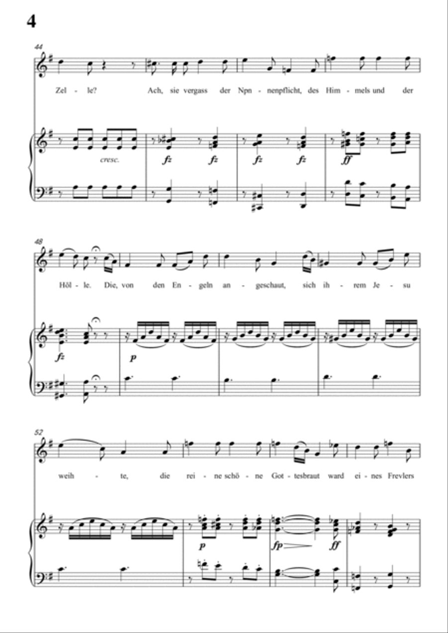 Schubert-Die Nonne in G D.208,for Vocal and Piano Voice scores gallery preview page 5