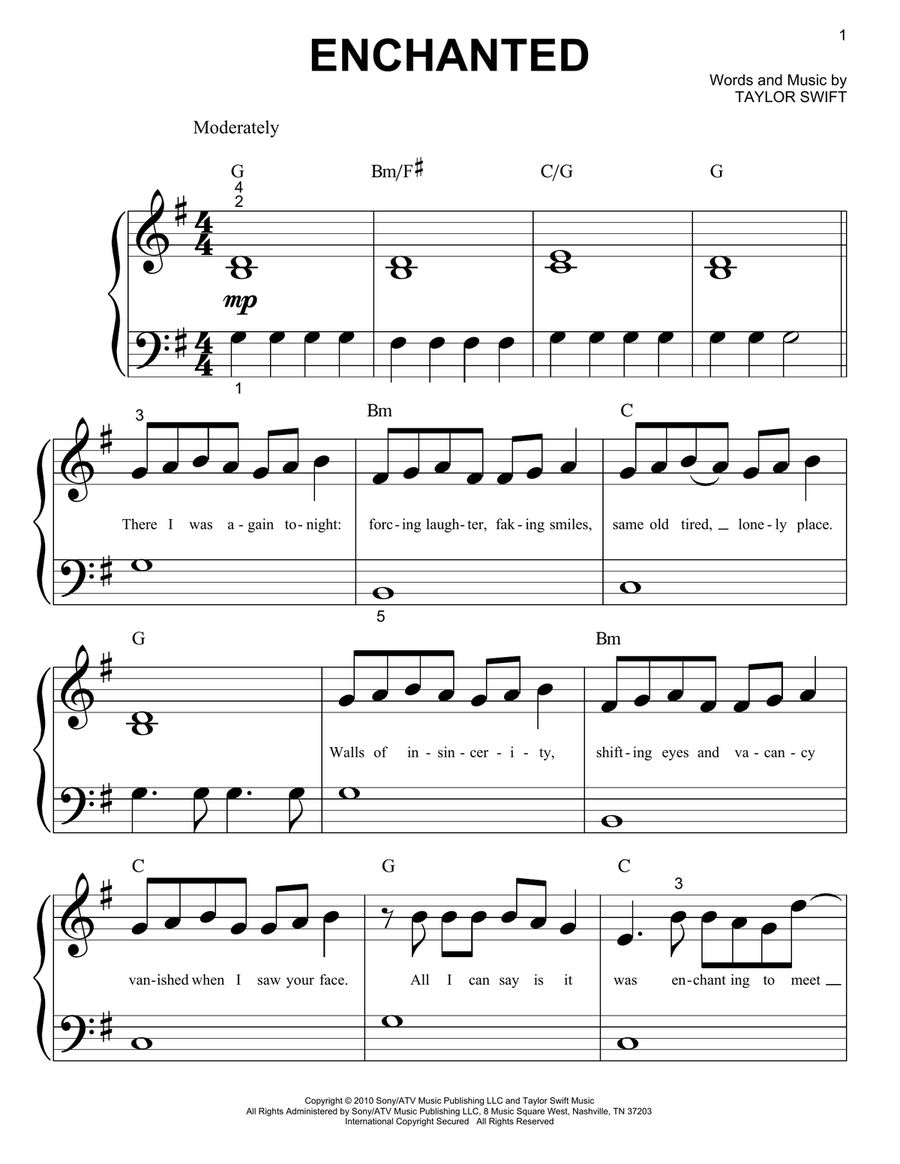 Enchanted Easy Piano scores gallery preview page 1