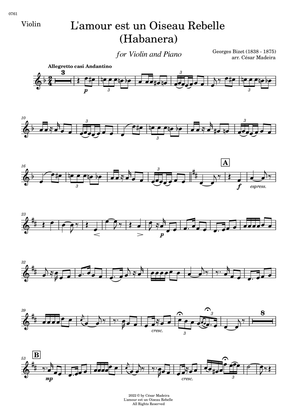 Habanera from Carmen by Bizet - Violin and Piano (Individual Parts)