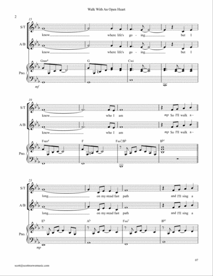 Walk With An Open Heart Choir scores gallery preview page 2