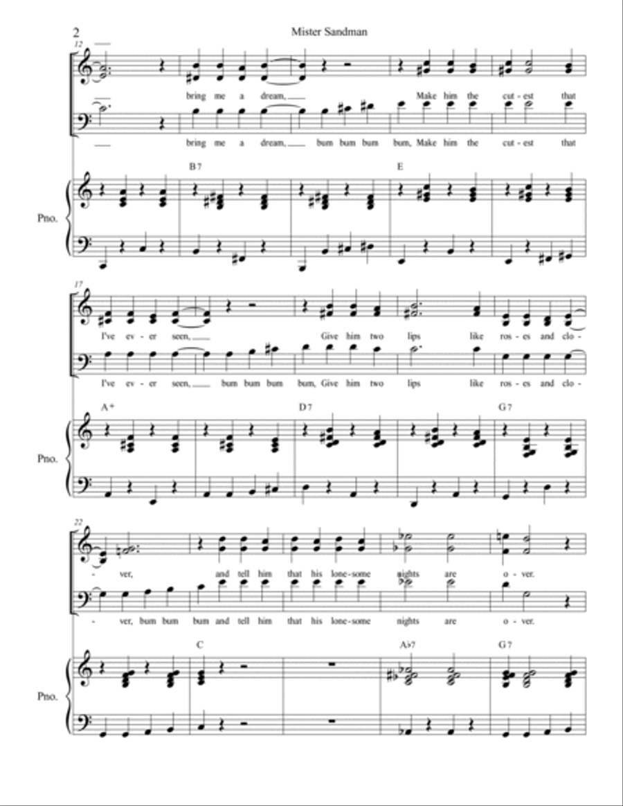 Mister Sandman 3-Part scores gallery preview page 2