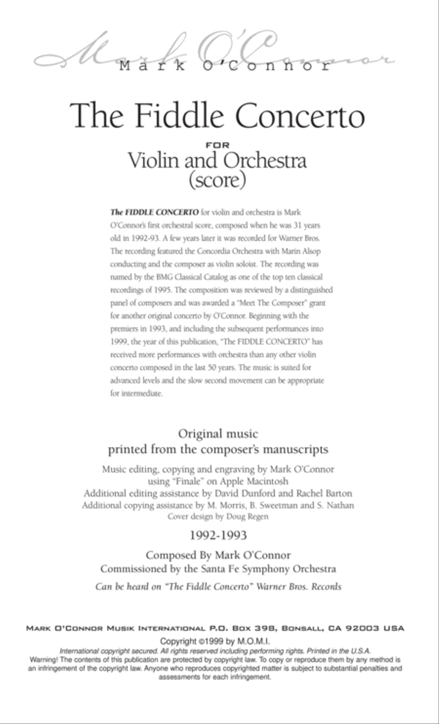 The Fiddle Concerto (score – violin and symphony orchestra) Full Orchestra scores gallery preview page 3