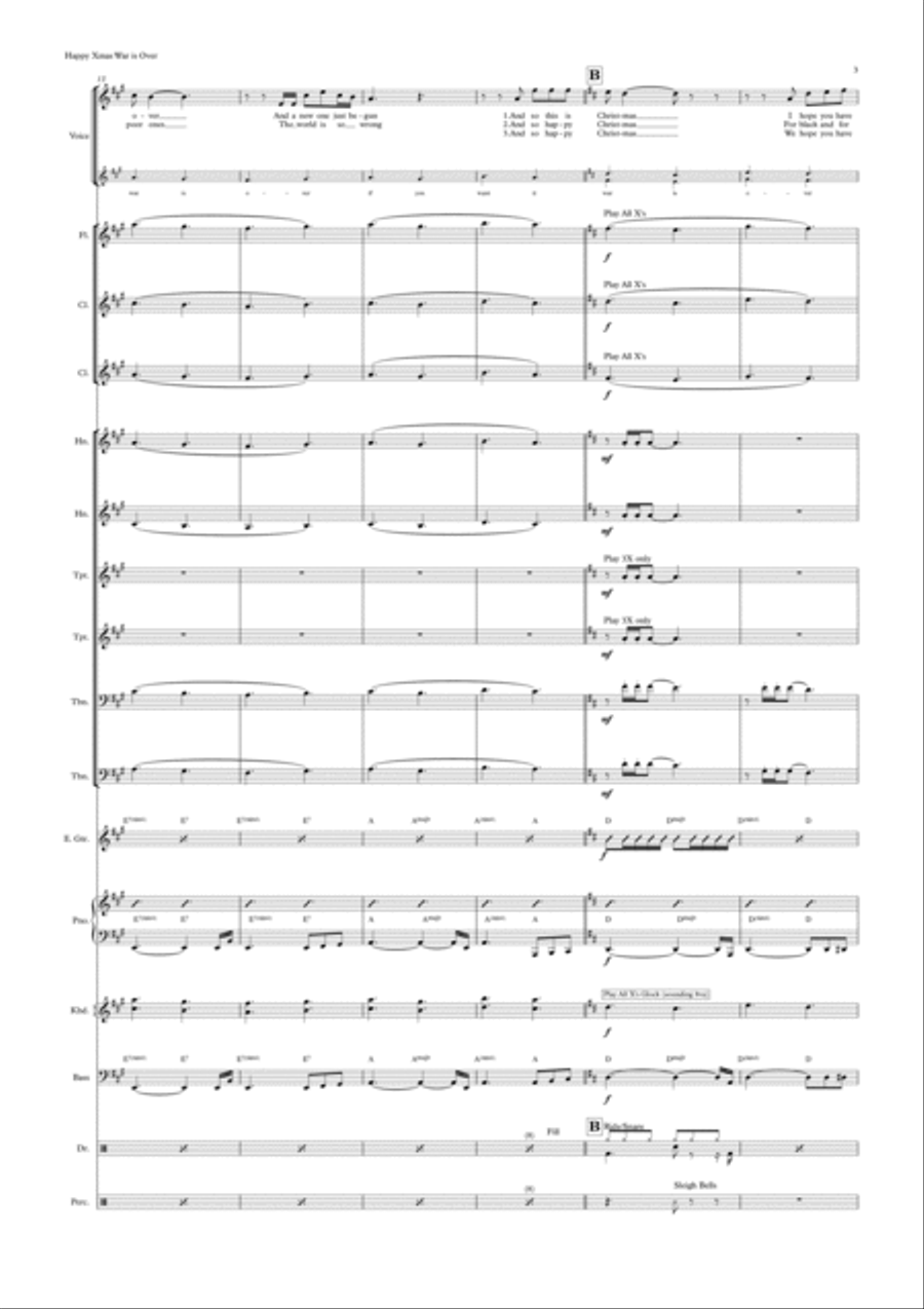 Happy Xmas (War Is Over) Flute scores gallery preview page 3