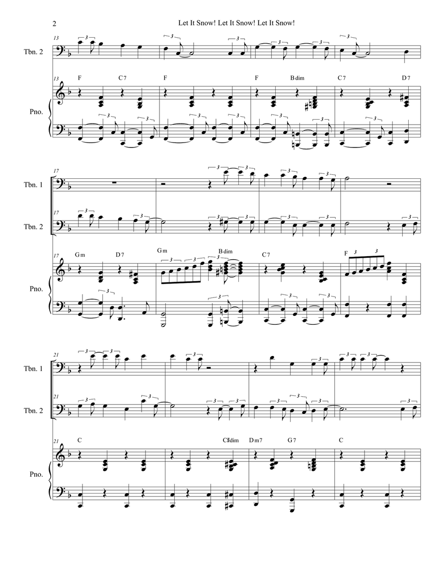 Let It Snow! Let It Snow! Let It Snow! Trombone Duet scores gallery preview page 2