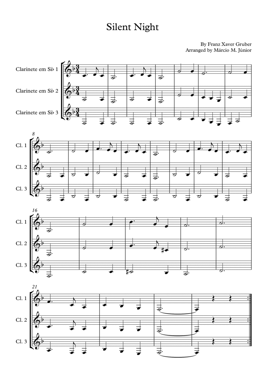 Silent Night Woodwind Trio scores gallery preview page 1
