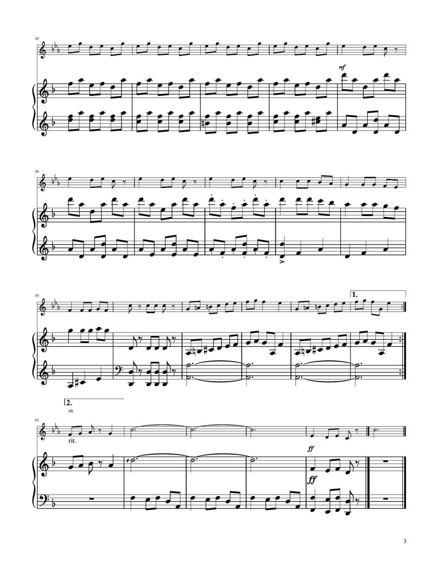 Carol of The Bells - Trumpet in D Solo w/ Piano Trumpet Solo scores gallery preview page 3