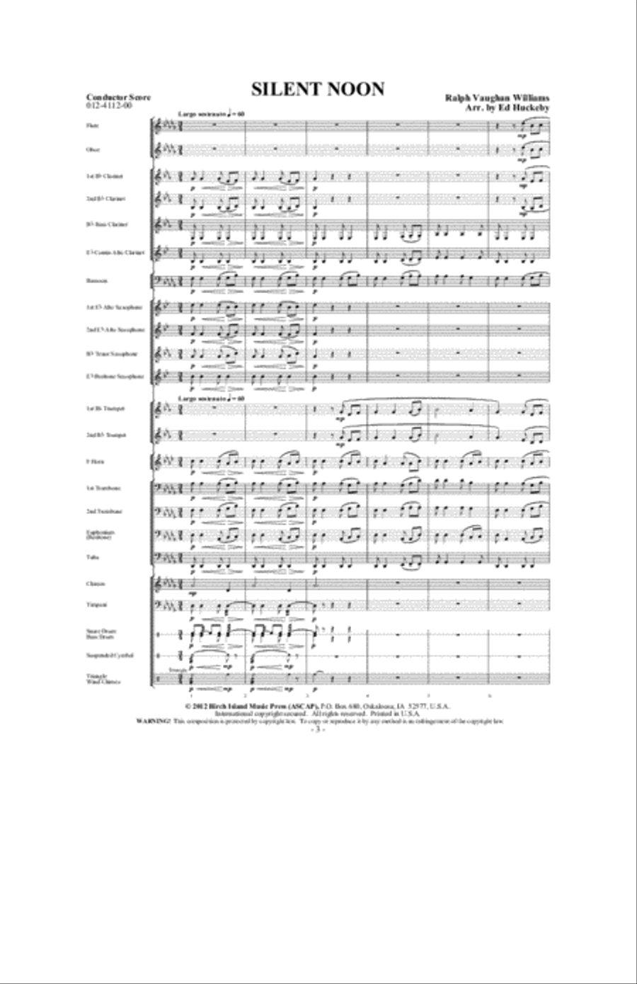 Silent Noon Concert Band scores gallery preview page 2