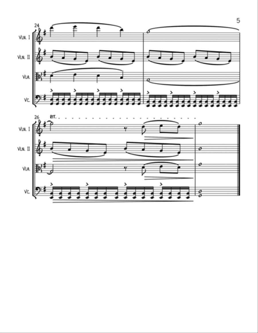 Bridgerton Theme String Quartet scores gallery preview page 5