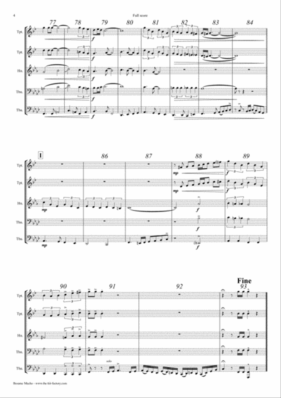 Besame Mucho (Kiss Me Much) Euphonium scores gallery preview page 4