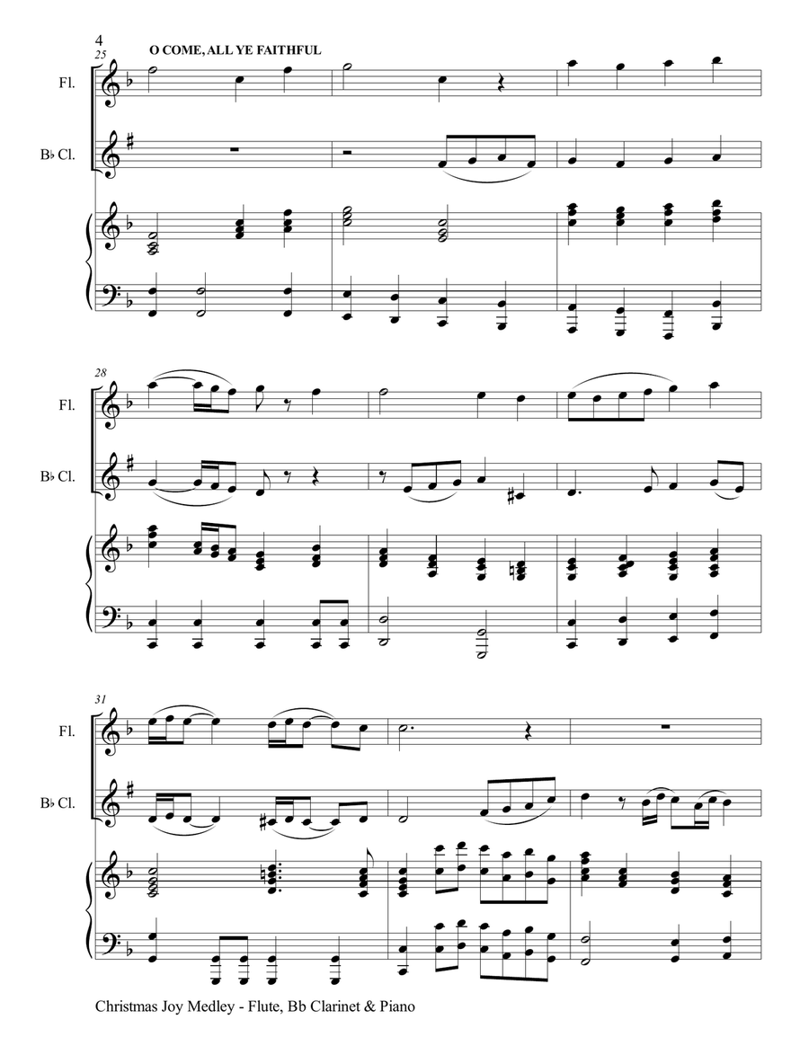 CHRISTMAS JOY MEDLEY (Trio – Flute, Bb Clarinet & Piano with Parts) Woodwind Duet scores gallery preview page 5