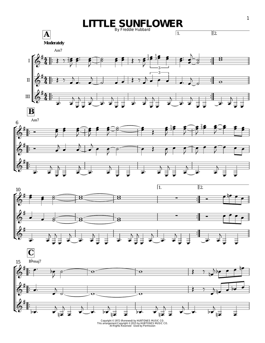Little Sunflower Little Sunflower Guitar Ensemble scores gallery preview page 1
