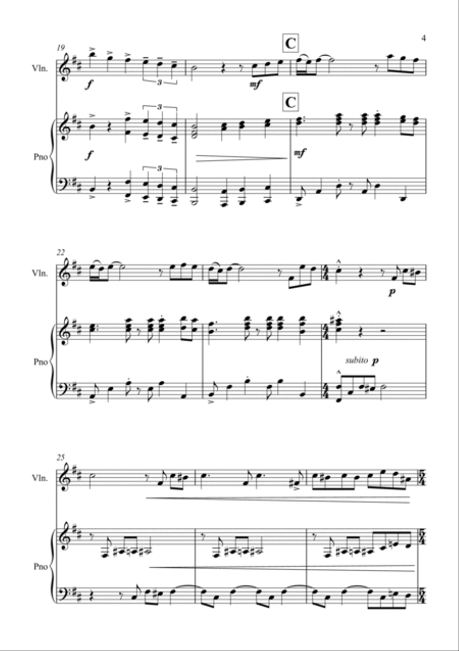 Fur Elise - a Jazz Arrangement for Violin and Piano Violin Solo scores gallery preview page 5