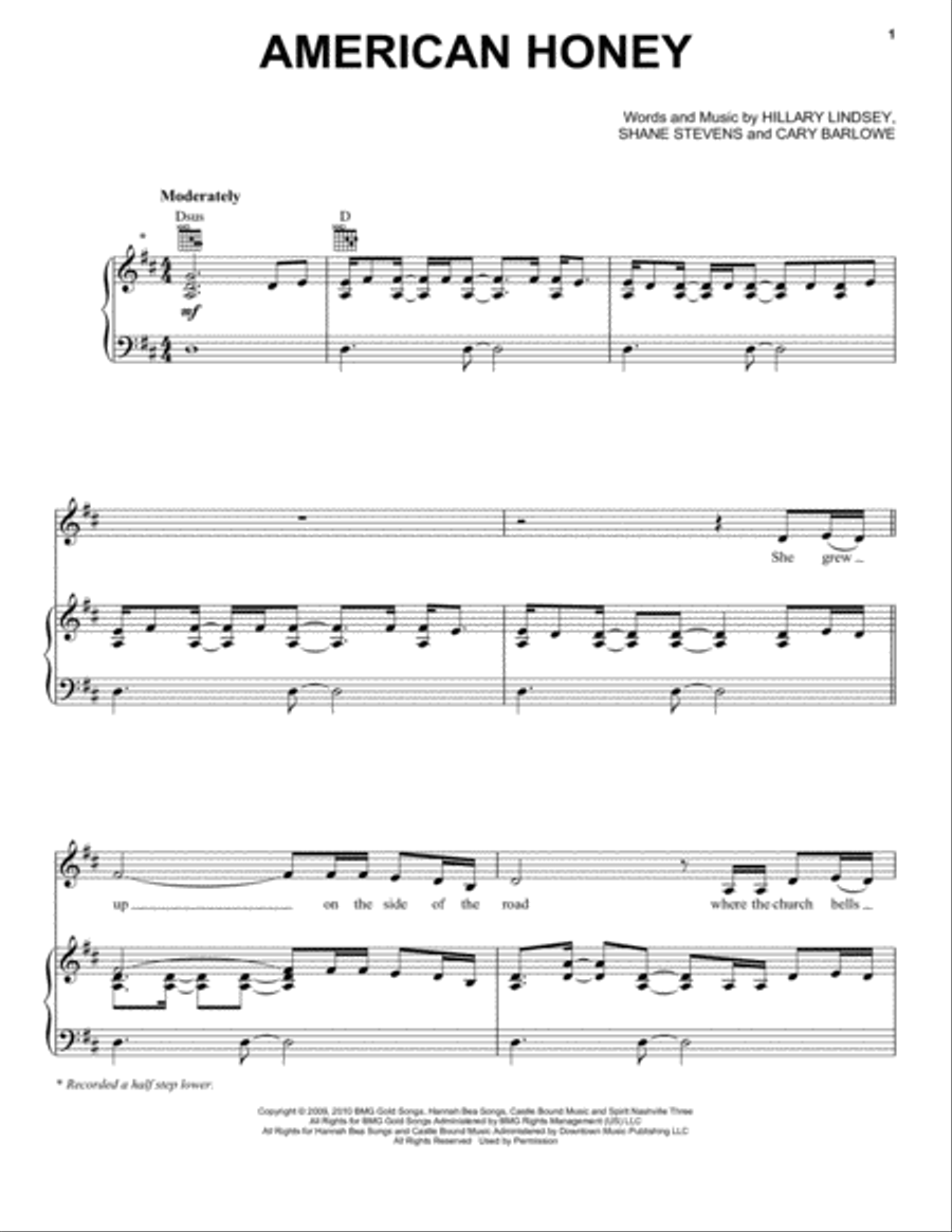 American Honey American Honey Piano, Vocal, Guitar scores gallery preview page 1