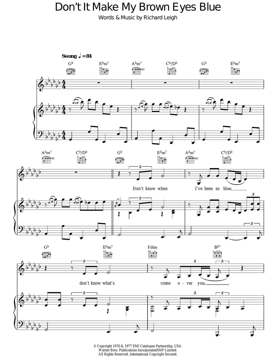 Don't It Make My Brown Eyes Blue Guitar scores gallery preview page 1