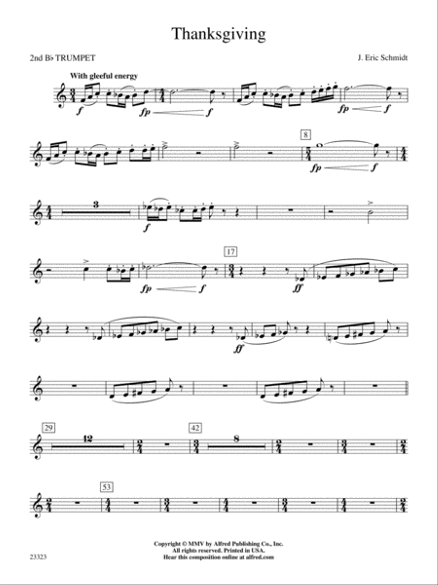 Thanksgiving: 2nd B-flat Trumpet Concert Band scores gallery preview page 1