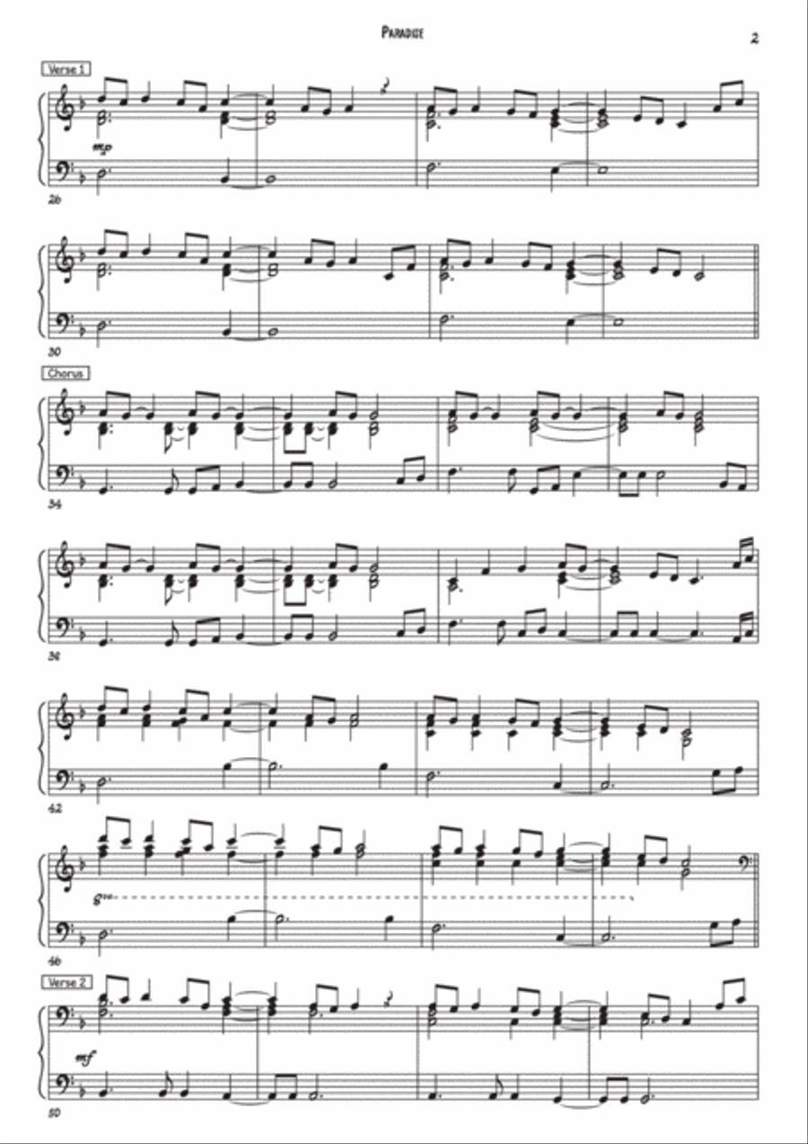 Paradise Piano Solo scores gallery preview page 2
