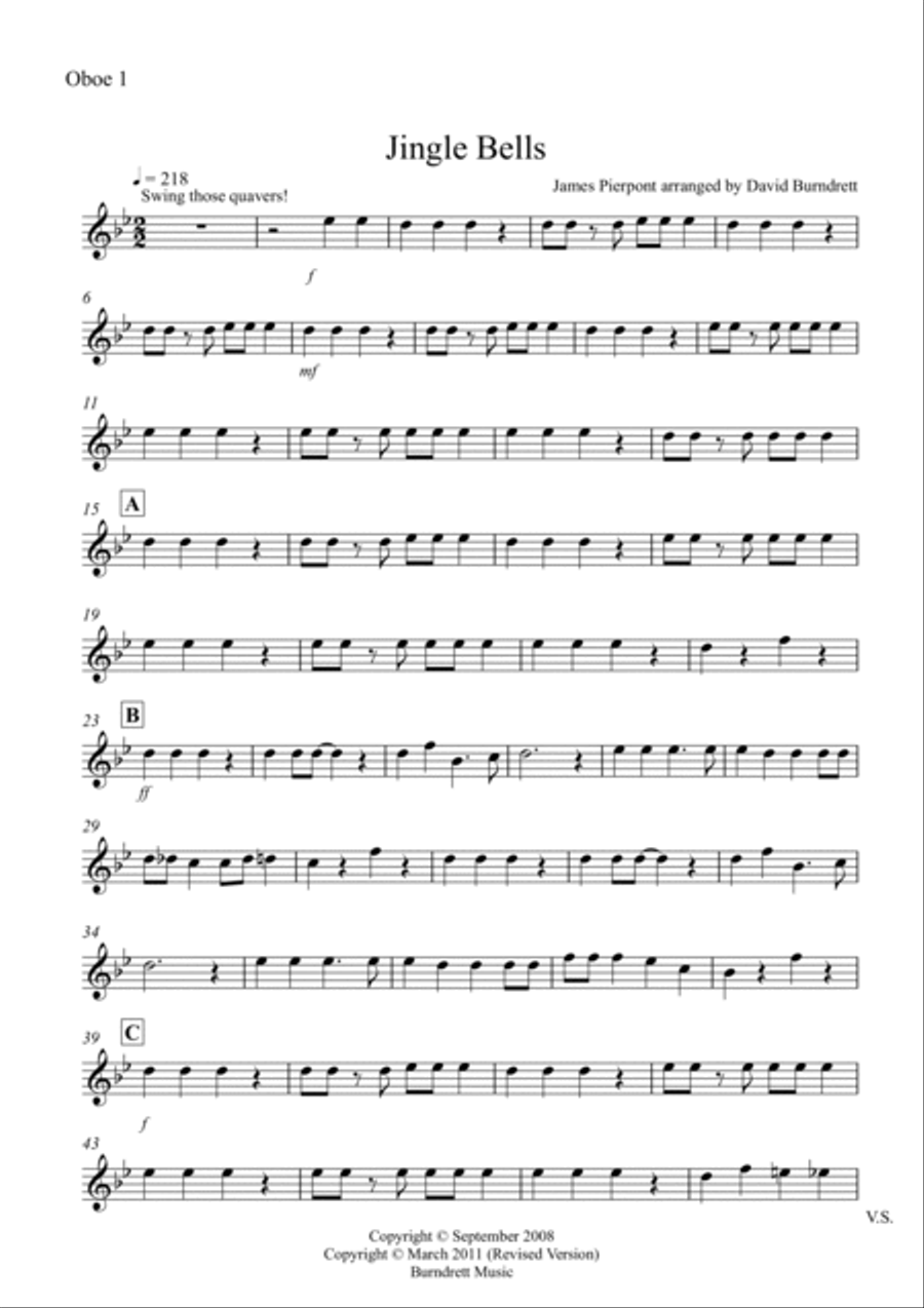 Jingle Bells (Jazzy Style!) for Double Reed Quartet Bassoon scores gallery preview page 5
