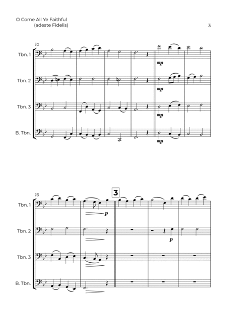 O Come All Ye Faithful (adeste Fidelis) Brass Quartet scores gallery preview page 3