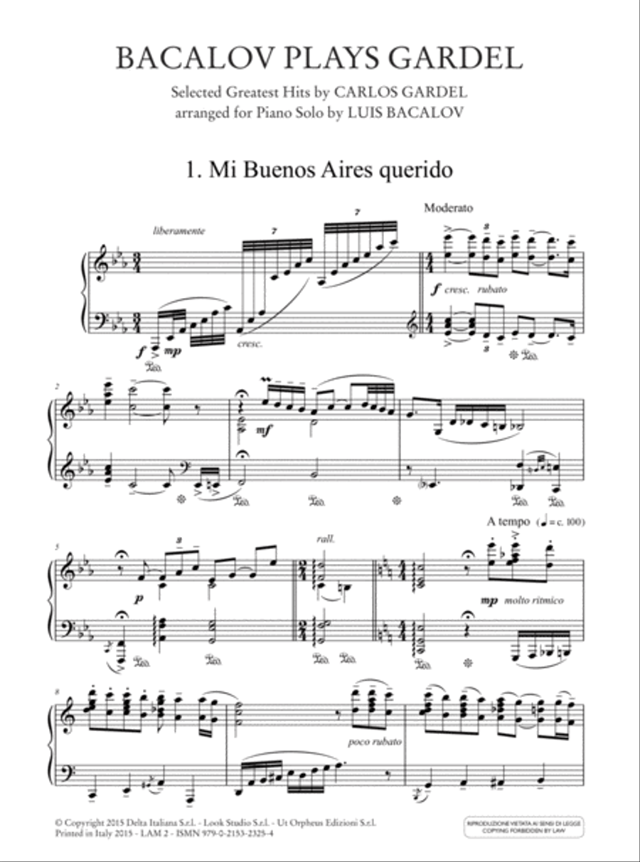 Bacalov Plays Gardel. Selected Greatest Hits by Carlos Gardel arranged for Piano Solo by Luis Bacalov Piano Solo scores gallery preview page 2