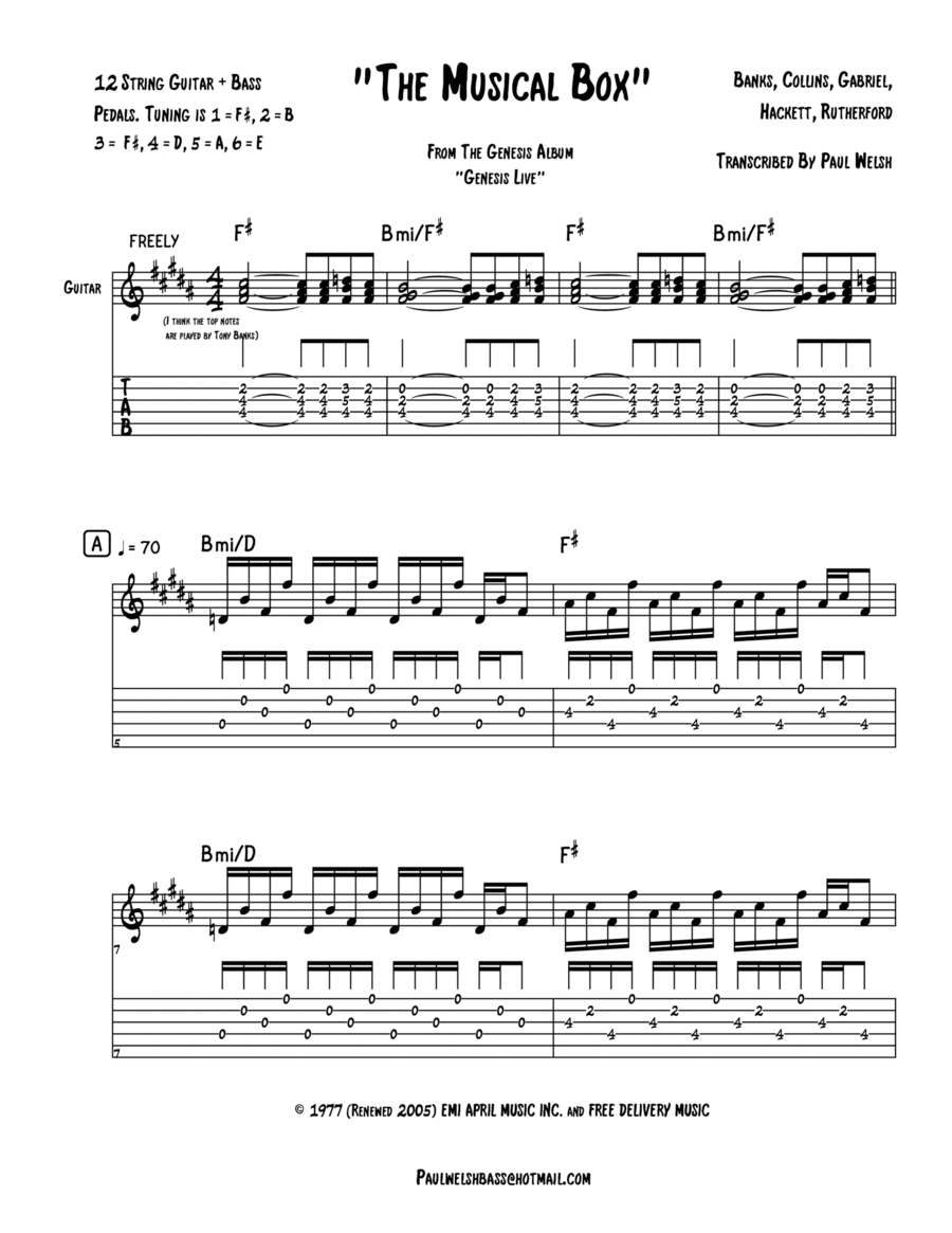 The Musical Box Guitar Tablature scores gallery preview page 1