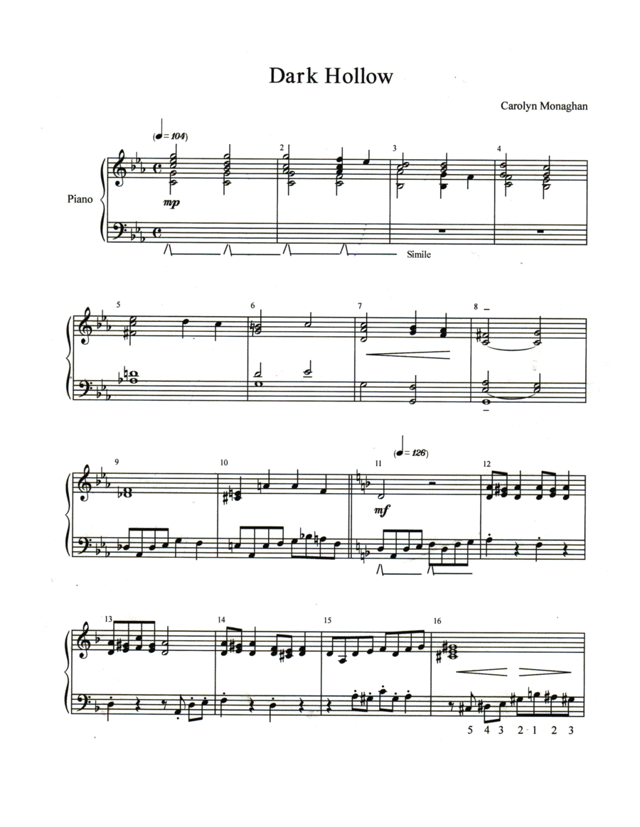 Dark Hollow Piano Solo scores gallery preview page 1