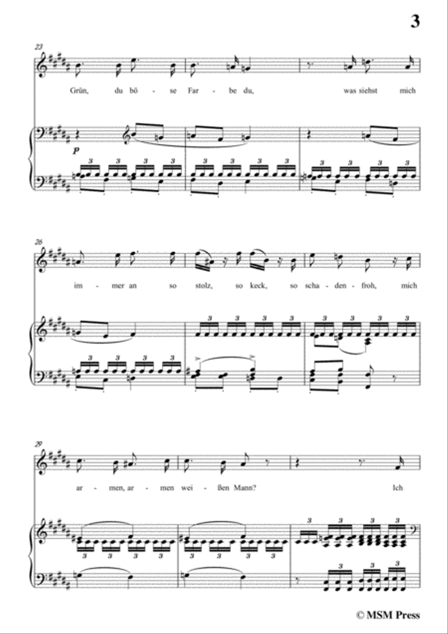 Schubert-Die böse Farbe,from 'Die Schöne Müllerin',Op.25 No.17,in B Major,for Voice&Piano Voice scores gallery preview page 5