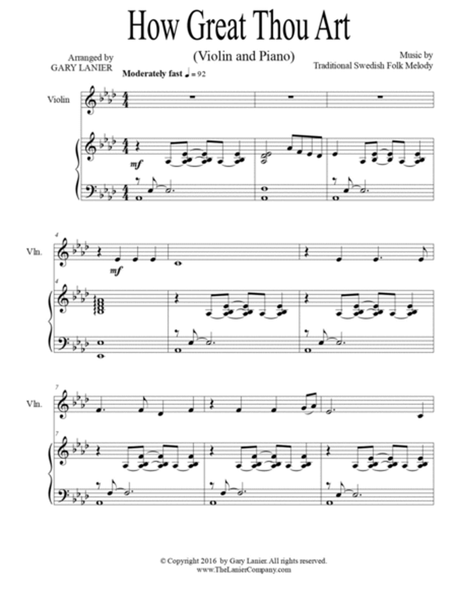 2 PAK HYMN SERIES! HOW GREAT THOU ART & AMAZING GRACE, Violin & Piano (Score & Parts) image number null