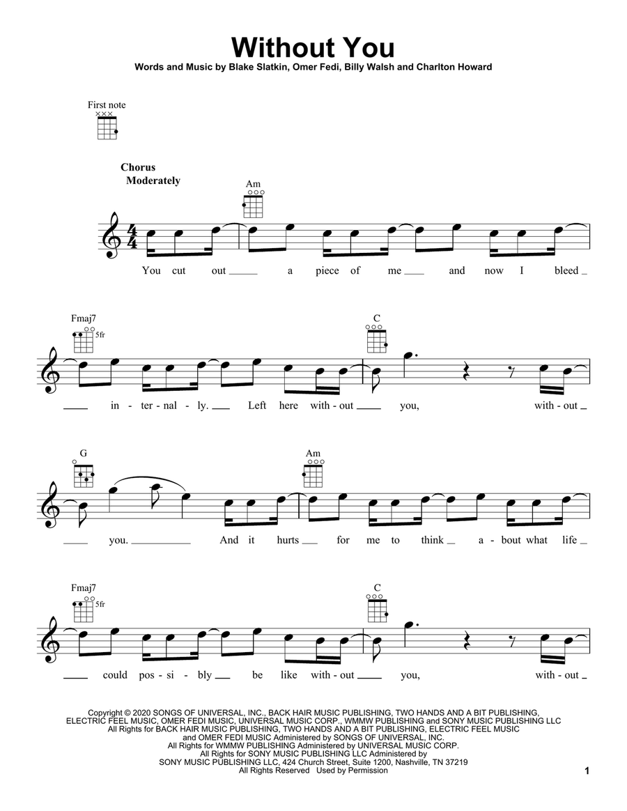 Without You Without You Ukulele scores gallery preview page 1