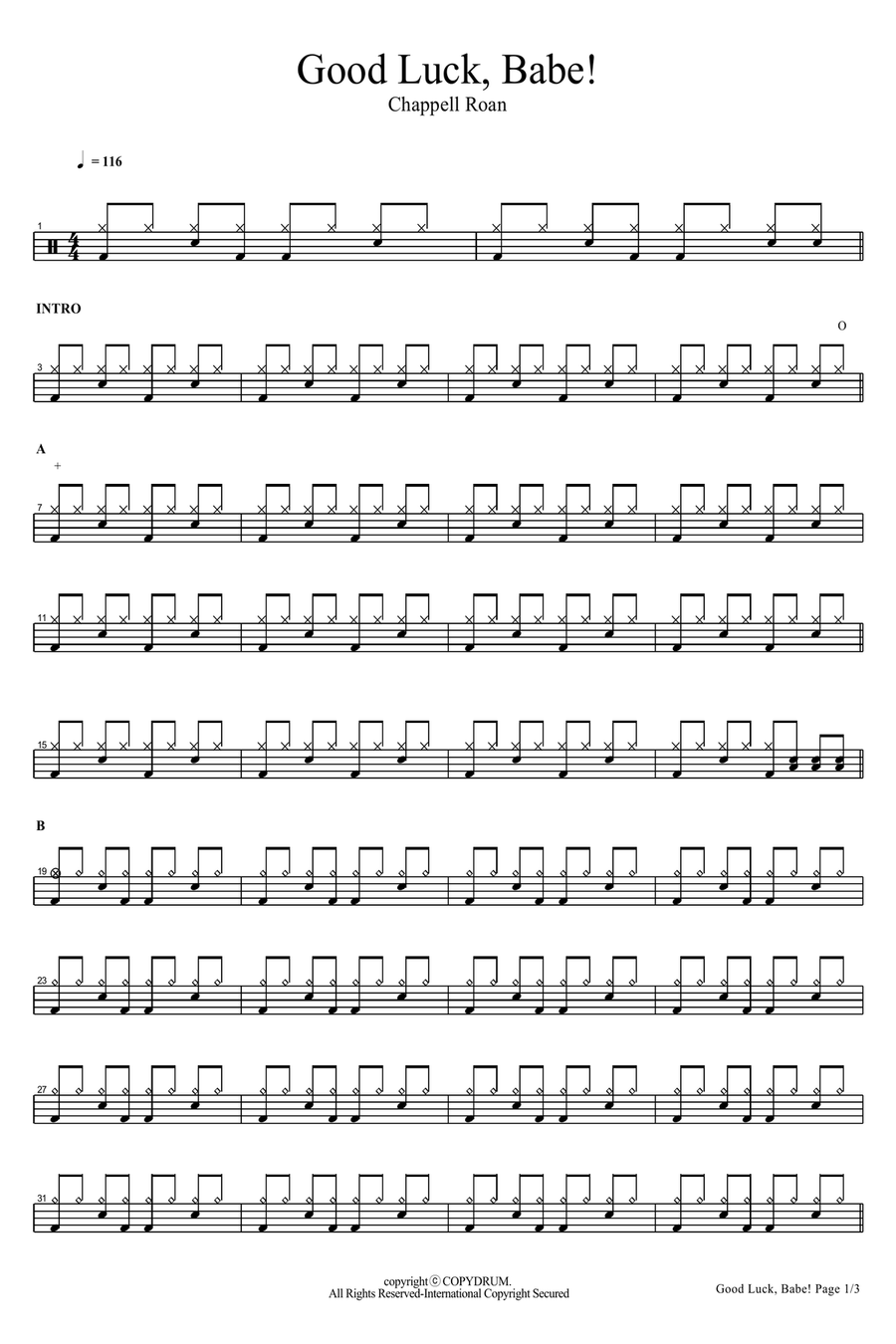 Good Luck, Babe! Drum Set scores gallery preview page 1
