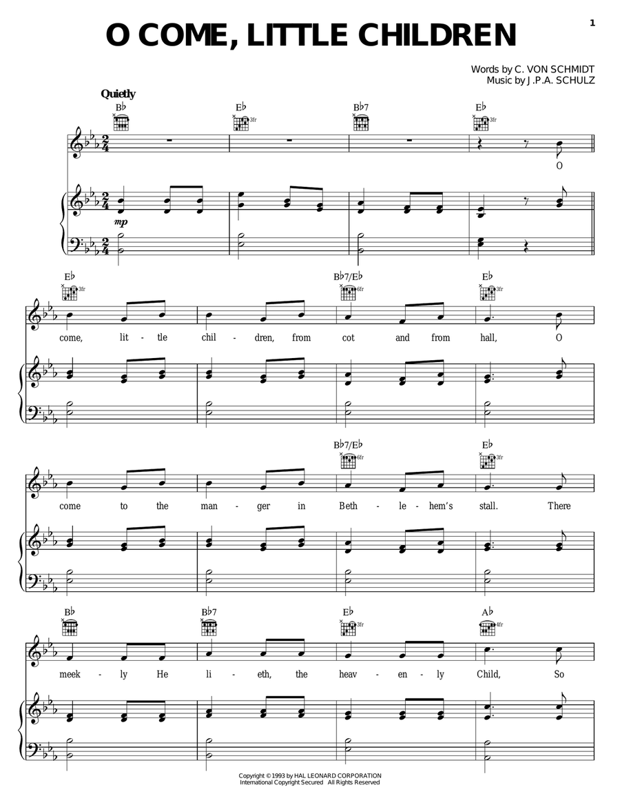 O Come, Little Children O Come, Little Children Piano, Vocal, Guitar scores gallery preview page 1