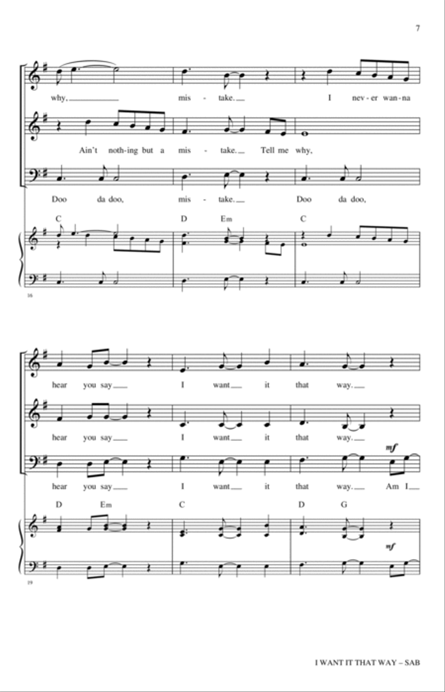 I Want It That Way (arr. Nathan Howe) 3-Part scores gallery preview page 5