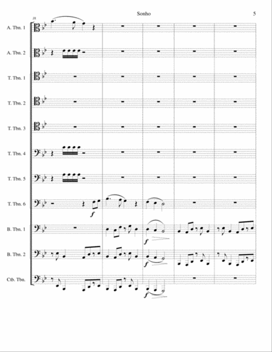 Sonho( Dreams) for 11 Trombones Trombone Solo scores gallery preview page 6