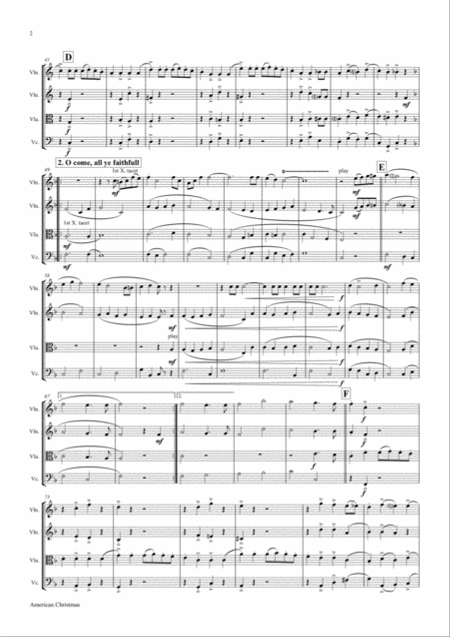 American Christmas - Mash up Rondo of best Christmas Songs - String Quartet String Quartet scores gallery preview page 3